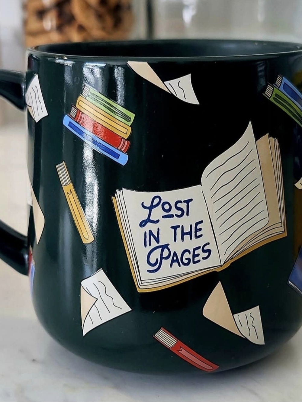Indigo Ceramic Mug in Deep Teal with Coral Accent